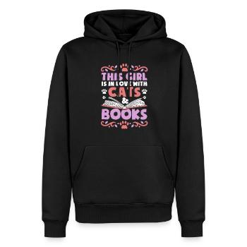 Les amateurs de livres de chats lisent des livres - Sweat à capuche Premium bio Homme - noir - Devant - Nico (187cm)