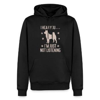 Akita Inu américain - Sweat à capuche Premium bio Homme - noir - Devant - Nico (187cm)