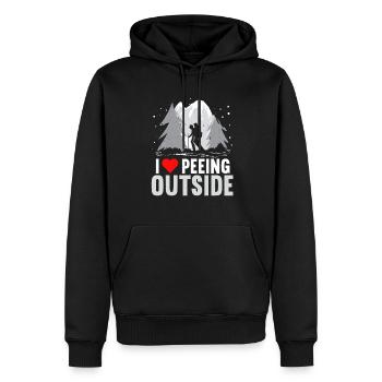 Outdoor Camping Hiking Backpacking - Men’s Premium Organic Hoodie - black - Front - Nico (187cm)