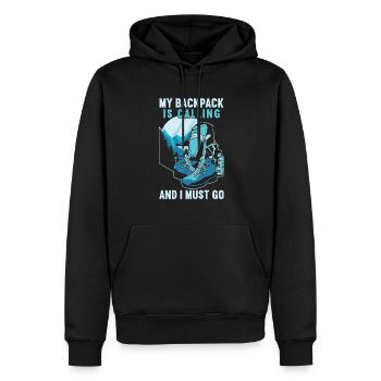 Camping en plein air Randonnée Backpacking - Sweat à capuche Premium bio Homme - noir - Devant - Nico (187cm)