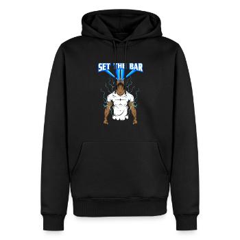 Workout Bodybuilding Fitnessstudio Gewichtheben - Männer Premium Bio Hoodie - Schwarz - Vorne - Nico (187cm)