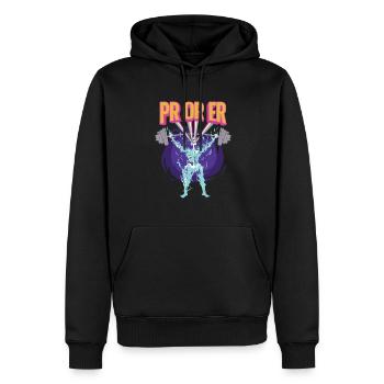 Workout Bodybuilding Fitnessstudio Gewichtheben - Männer Premium Bio Hoodie - Schwarz - Vorne - Nico (187cm)