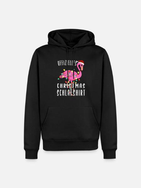 Flamingo Christmas Sleeping Shirt - Men’s Premium Organic Hoodie - black