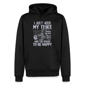 Trike - Männer Premium Bio Hoodie - Schwarz - Vorne - Nico (187cm)