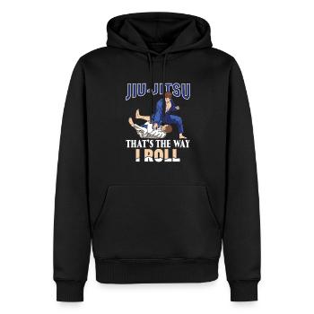 BJJ Jiu-Jitsu Brésilien - Sweat à capuche Premium bio Homme - noir - Devant - Nico (187cm)