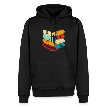 Running retro banner sport run outdoor vintage - Männer Premium Bio Hoodie - Schwarz - Vorne - Nico (187cm)