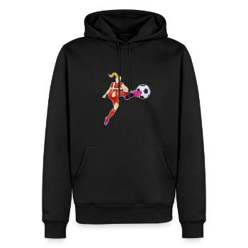 Équipe du Danemark de football I Football Danemark - Sweat à capuche Premium bio Homme - noir - Devant - Nico (187cm)