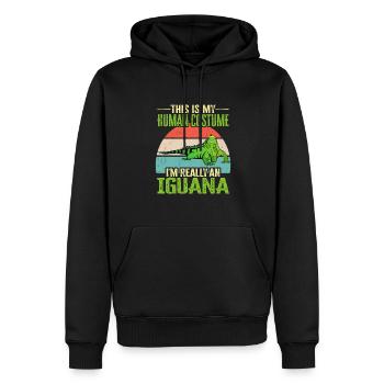 Leguan Eidechse Reptil Herpetologe - Männer Premium Bio Hoodie - Schwarz - Vorne - Nico (187cm)