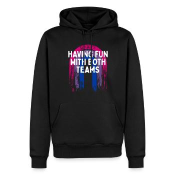 S’amuser avec les deux équipes Bisexuel LGBTQ Bi - Sweat à capuche Premium bio Homme - noir - Devant - Nico (187cm)
