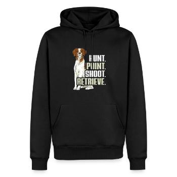 French Brittany Spaniel Epagneul Breton Gift - Men’s Premium Organic Hoodie - black - Front - Nico (187cm)