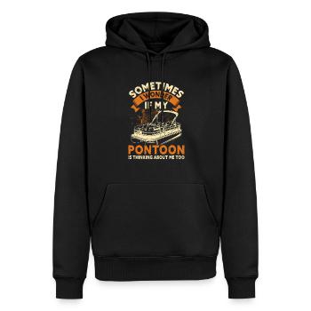 Ponttoon-veneen kapteeni Veneilyjärvi Pontoon - Premium luomulaatuinen miesten huppari - musta - Edestä - Nico (187cm)