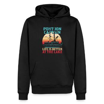 Pontonboot Kapitän Bootfahren See Pontoon - Männer Premium Bio Hoodie - Schwarz - Vorne - Nico (187cm)