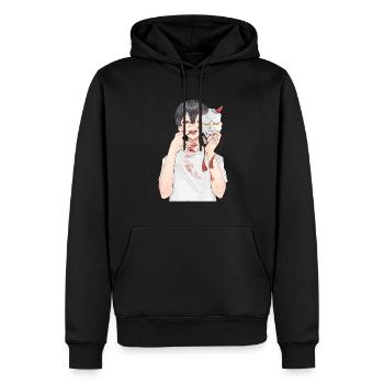 Japon Oni Masque Anime Otaku - Sweat à capuche Premium bio Homme - noir - Devant - Nico (187cm)
