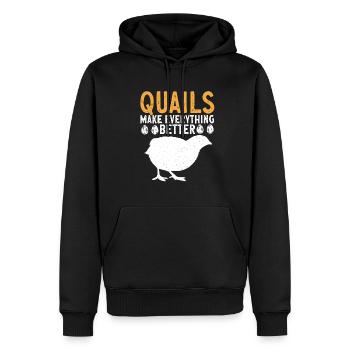 Cadeau d’amoureux des oiseaux de caille - Sweat à capuche Premium bio Homme - noir - Devant - Nico (187cm)