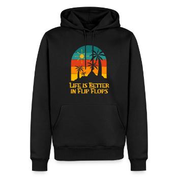 La vie est meilleure à Flip Flops Beach Summer Ocean - Sweat à capuche Premium bio Homme - noir - Devant - Nico (187cm)