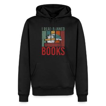 I Read Banned Books Bücher Bibliothek - Männer Premium Bio Hoodie - Schwarz - Vorne - Nico (187cm)