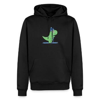 Ski T-Rex Ski Dino Winter Berge Alpen Piste Ski - Männer Premium Bio Hoodie - Schwarz - Vorne - Nico (187cm)