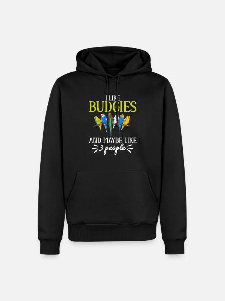 Budgerigar Parakeet Bird Pet Gift - Men’s Premium Organic Hoodie - black
