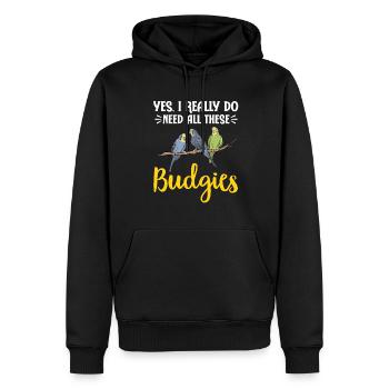 Budgerigar Perruche Oiseau Cadeau pour animaux de compagnie - Sweat à capuche Premium bio Homme - noir - Devant - Nico (187cm)