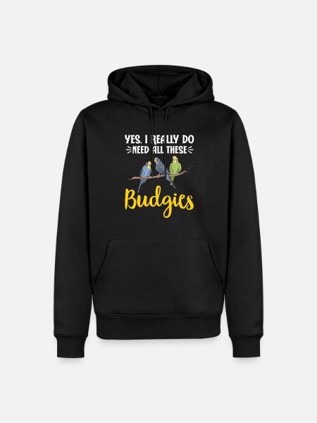 Budgerigar Parakeet Bird Pet Gift - Men’s Premium Organic Hoodie - black
