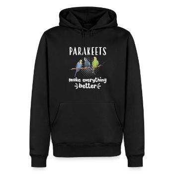 Budgerigar Perruche Oiseau Cadeau pour animaux de compagnie - Sweat à capuche Premium bio Homme - noir - Devant - Nico (187cm)