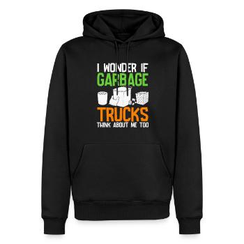 Je me demande si les camions à ordures pensent aussi à moi - Sweat à capuche Premium bio Homme - noir - Devant - Nico (187cm)