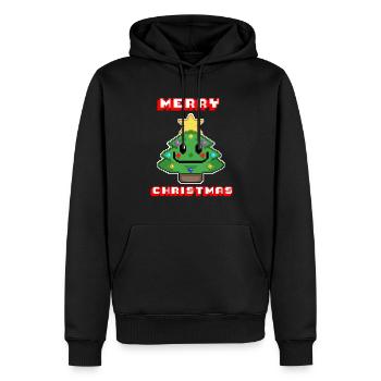 Merry Christmas I Xmas I 8 Bit Pixelated - Männer Premium Bio Hoodie - Schwarz - Vorne - Nico (187cm)