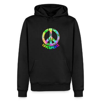 Love Peace 60s 70s Hippie Costume Love Peace - Men’s Premium Organic Hoodie - black - Front - Nico (187cm)