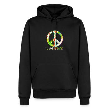 Love Peace 60s 70s Hippie Costume Love Peace - Männer Premium Bio Hoodie - Schwarz - Vorne - Nico (187cm)