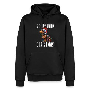 Teckel Noël - Sweat à capuche Premium bio Homme - noir - Devant - Nico (187cm)
