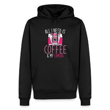 All I Need Is Coffee And My Camera Photograph - Men’s Premium Organic Hoodie - black - Front - Nico (187cm)