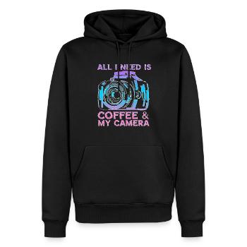 All I Need Is Coffee And My Camera Photograph - Men’s Premium Organic Hoodie - black - Front - Nico (187cm)