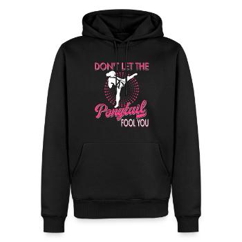 Karate Taekwondo Mädchen Frauen Karate Kick - Männer Premium Bio Hoodie - Schwarz - Vorne - Nico (187cm)