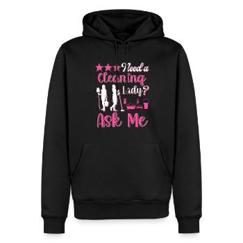 Femme de ménage Nettoyeuse - Sweat à capuche Premium bio Homme - noir - Devant - Nico (187cm)