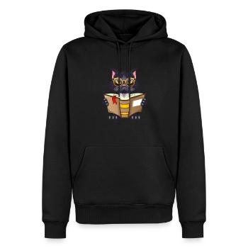 Katze Buchliebhaber Bücher Lesen - Männer Premium Bio Hoodie - Schwarz - Vorne - Nico (187cm)