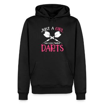 Juste une fille qui aime jouer au Darts Disc Club - Sweat à capuche Premium bio Homme - noir - Devant - Nico (187cm)
