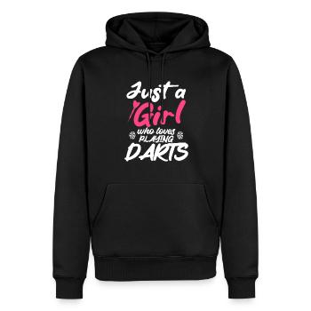 Juste une fille qui aime jouer au Darts Disc Club - Sweat à capuche Premium bio Homme - noir - Devant - Nico (187cm)