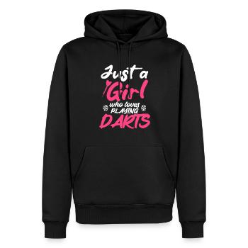 Juste une fille qui aime jouer au Darts Disc Club - Sweat à capuche Premium bio Homme - noir - Devant - Nico (187cm)