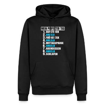 Mein perfekter Tag Angeln Fischen Fischer Lustig - Männer Premium Bio Hoodie - Schwarz - Vorne - Nico (187cm)
