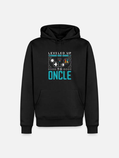 Leveled Up to Oncle Gamer Uncle Gaming Tio Family - Men’s Premium Organic Hoodie - black
