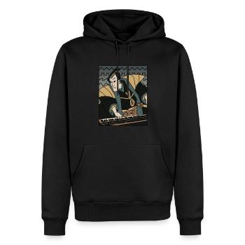 Synthé Techno Musique Funny Samurai Synthétiseur - Sweat à capuche Premium bio Homme - noir - Devant - Nico (187cm)