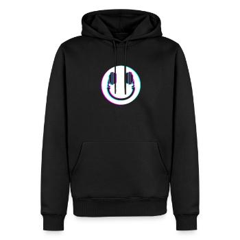 Glitch DJ Rétro Techno House Smile DJ - Sweat à capuche Premium bio Homme - noir - Devant - Nico (187cm)