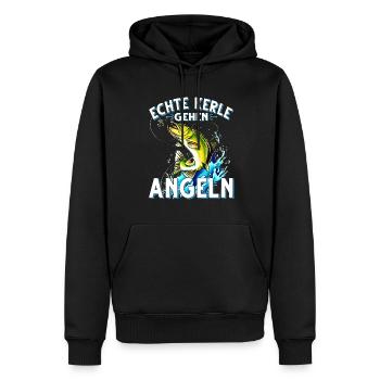 Echte Kerle Gehen Angeln Fischen Angler - Männer Premium Bio Hoodie - Schwarz - Vorne - Nico (187cm)