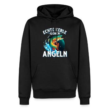 Echte Kerle Gehen Angeln Fischen Angler - Männer Premium Bio Hoodie - Schwarz - Vorne - Nico (187cm)