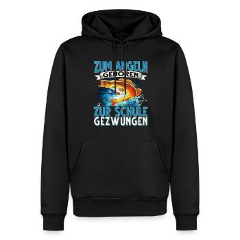 Zum Angeln Geboren Zur Schule Gezwungen Angeln - Männer Premium Bio Hoodie - Schwarz - Vorne - Nico (187cm)