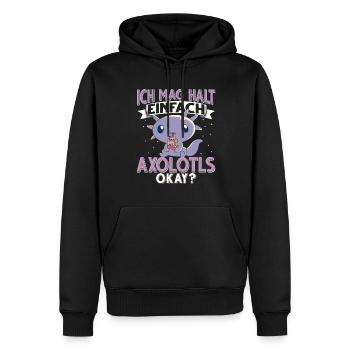 Axolotl - Männer Premium Bio Hoodie - Schwarz - Vorne - Nico (187cm)