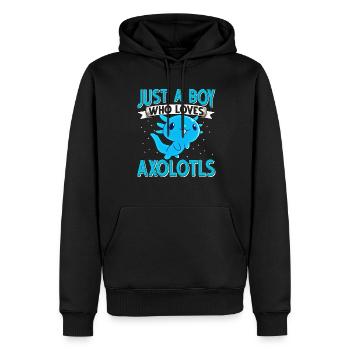 Axolotl. Just a boy qho loves axolotls - Männer Premium Bio Hoodie - Schwarz - Vorne - Nico (187cm)