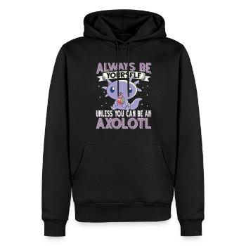 Axolotl - Männer Premium Bio Hoodie - Schwarz - Vorne - Nico (187cm)