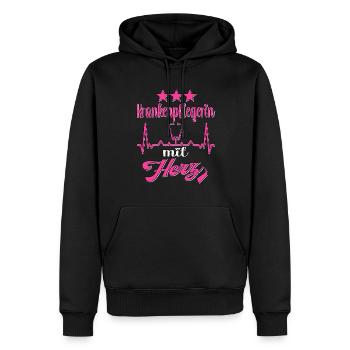 Krankenpflegerin mit Herz Pflegerin Pflegekraft - Männer Premium Bio Hoodie - Schwarz - Vorne - Nico (187cm)
