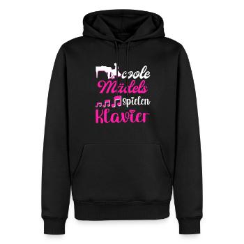 Coole Mädels spielen Klavier Damen - Männer Premium Bio Hoodie - Schwarz - Vorne - Nico (187cm)